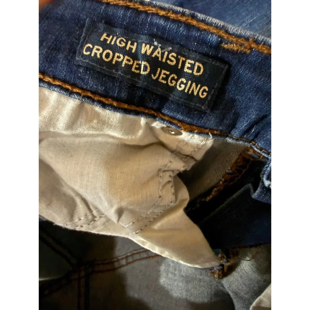 Aeropostale Womens‎ High Waisted Cropped Jeggings Distressed Medium Wash Size 10